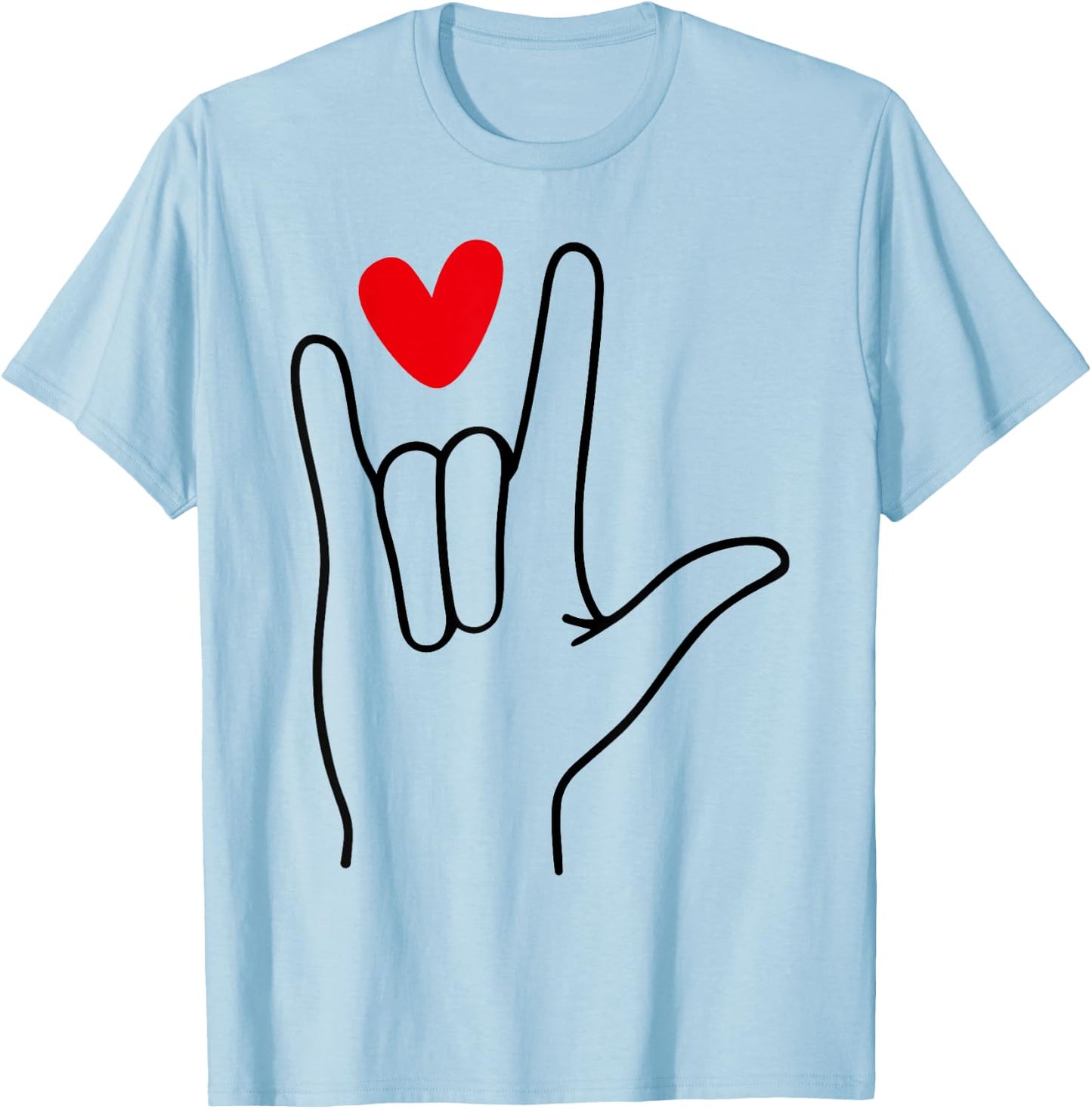 I Love You Sign Language Cute Happy Valentine’s Day T-Shirt - T-Shirt | Light Blue