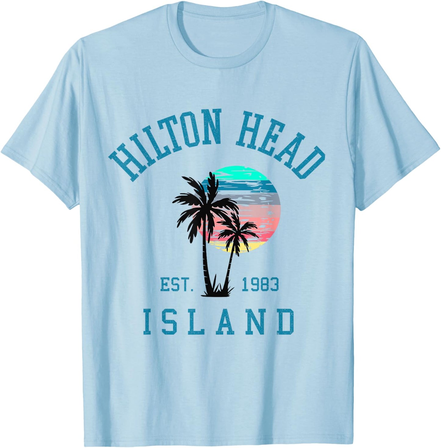 Hilton Head Island South Carolina Beach Palm Trees Summer T-Shirt - T-Shirt | Light Blue