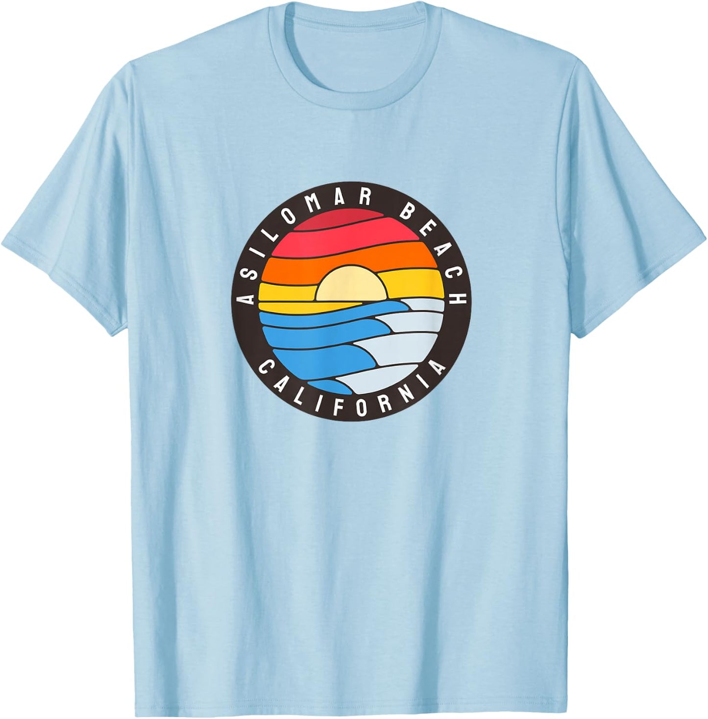 Asilomar State Beach California Retro Wave T-Shirt - T-Shirt | Light Blue