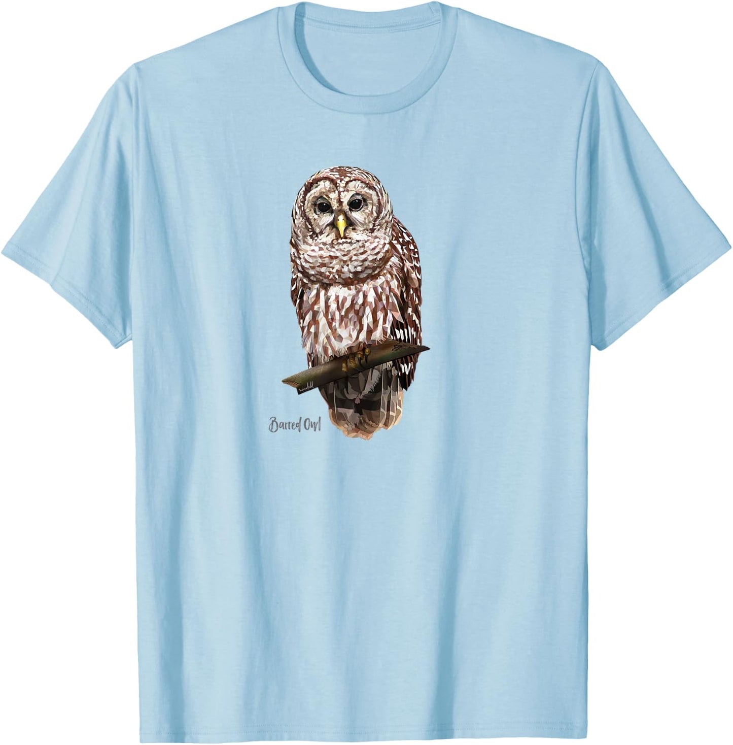 Barred Owl Graphic Birder Shirt Wildlife Bird Watching T-Shirt - T-Shirt | Light Blue