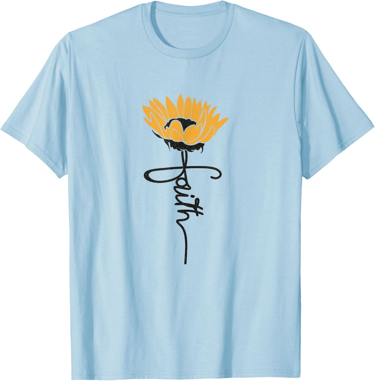 Faith Sunflower Cute Religious Christian T-Shirt - T-Shirt | Light Blue
