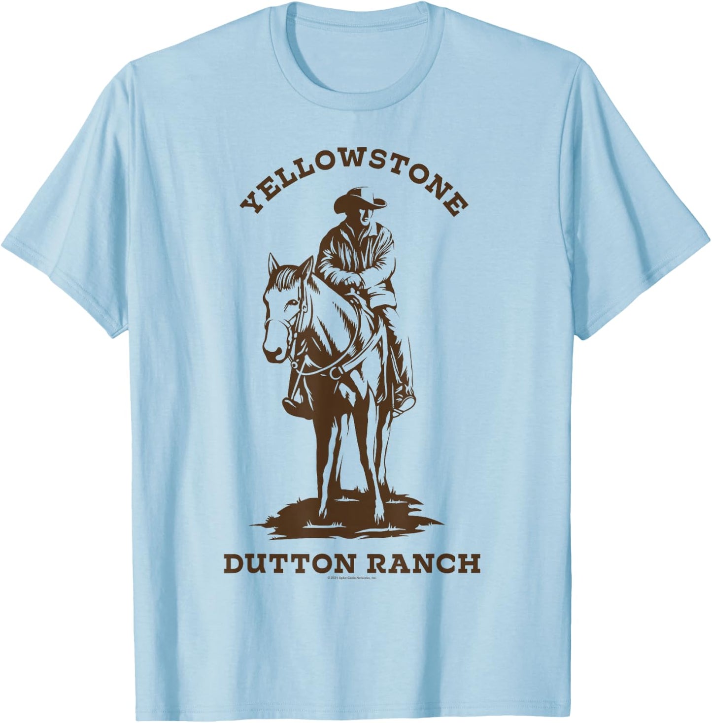 Yellowstone Dutton Ranch Cowboy Western Logo T-Shirt - T-Shirt | Light Blue