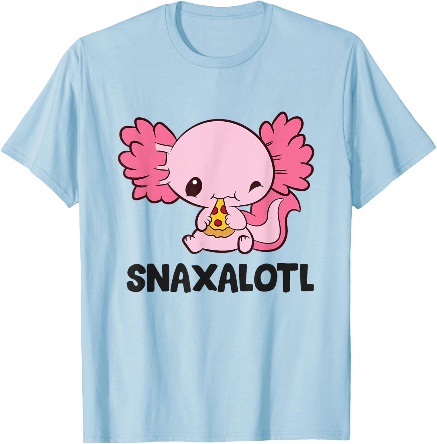 Snaxalotl Love Axolotls Cute Axolotl With Pizza T-Shirt - T-Shirt | Light Blue