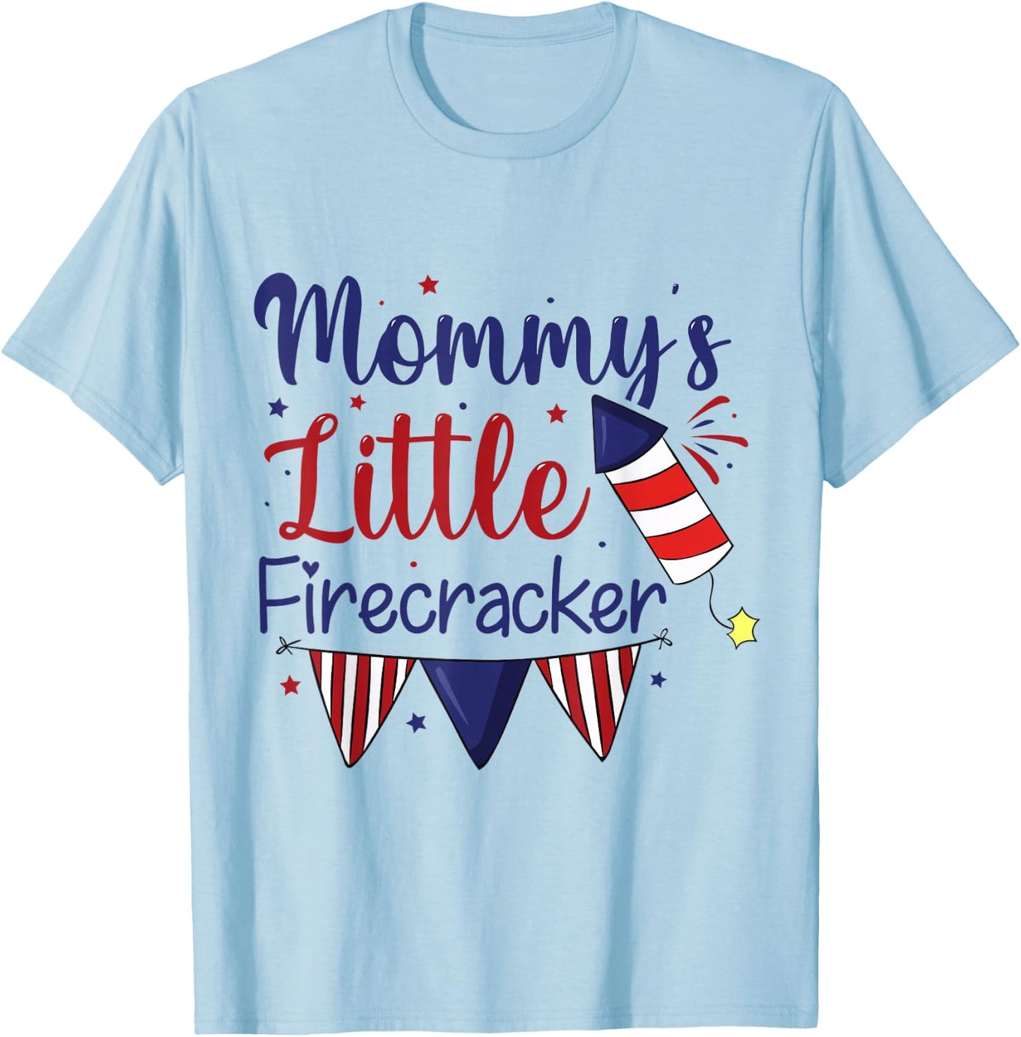Cute 4th of July Mommy's Little Firecracker Kids Toddlers T-Shirt - T-Shirt | Light Blue