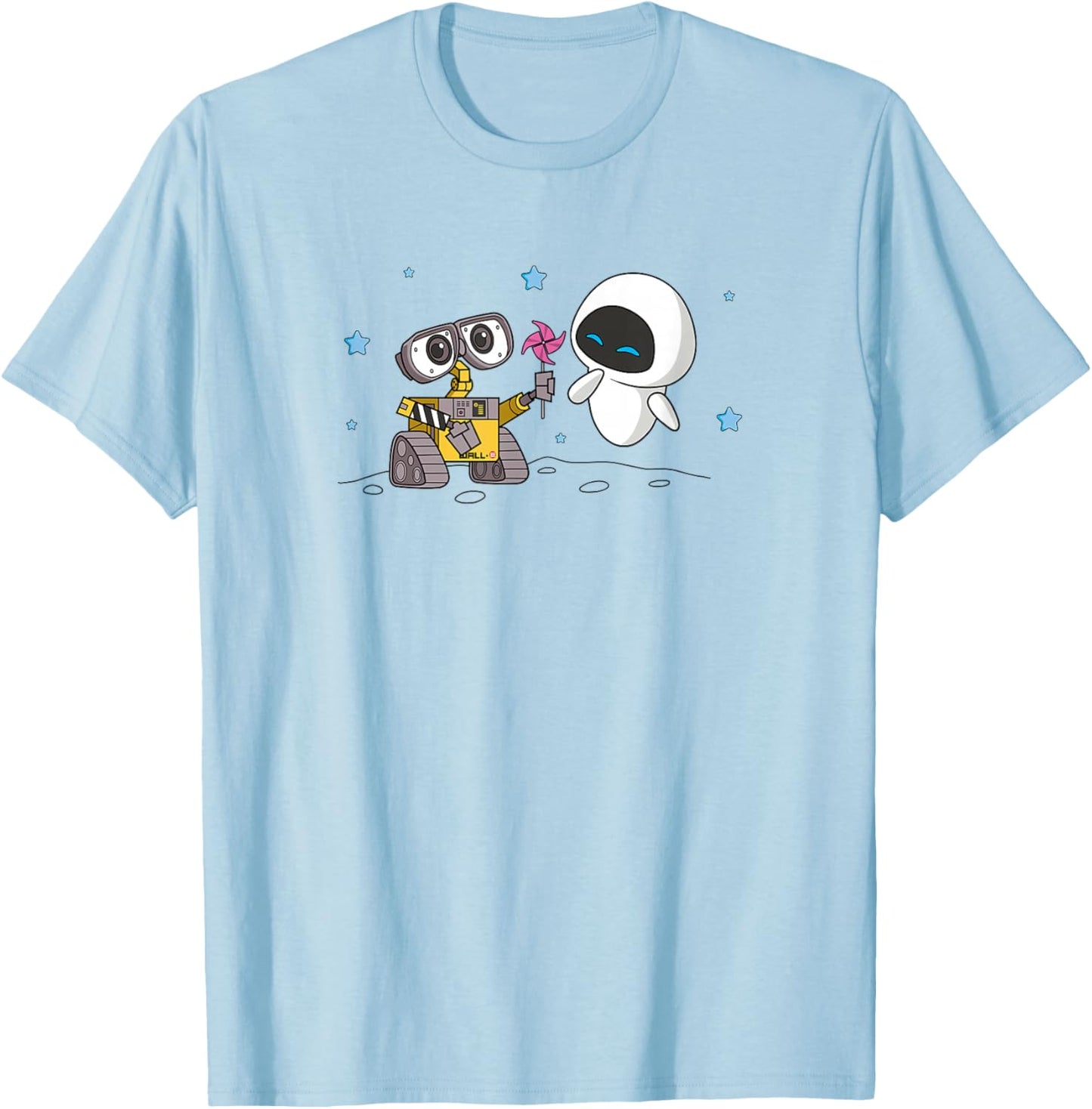 Disney Wall-E & Eve Moonscape Pinwheel Small T-Shirt - T-Shirt | Light Blue
