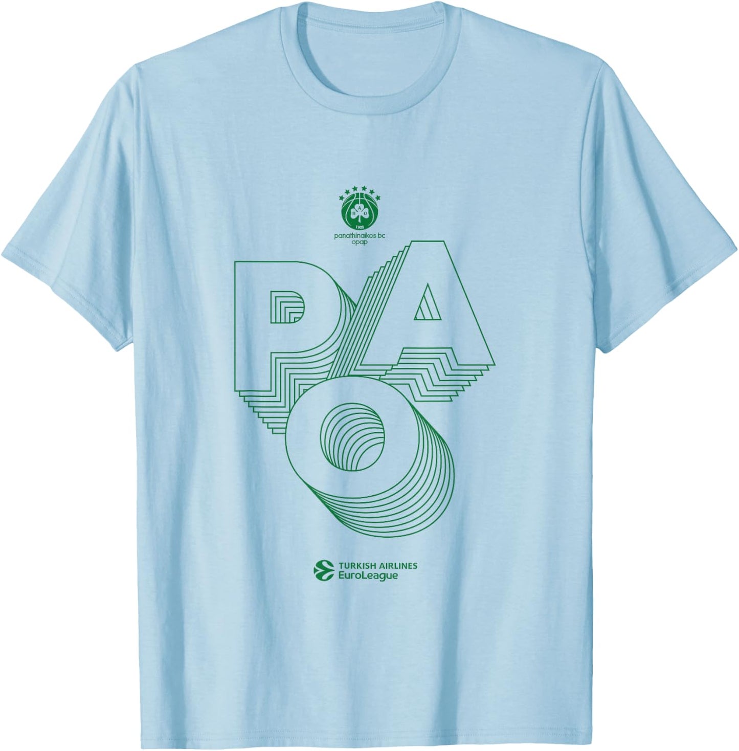 Panathinaikos Collection Green Logo T-Shirt - T-Shirt | Light Blue