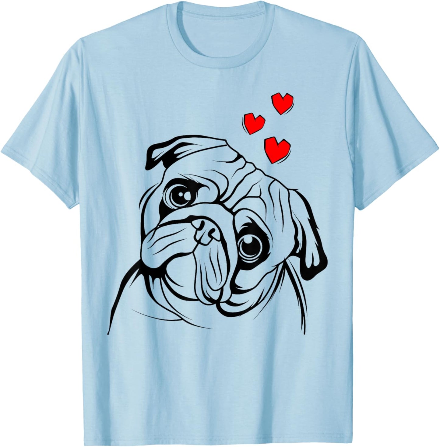 Pug Love Cute Dog Lover Owner Funny Gift T-Shirt - T-Shirt | Light Blue
