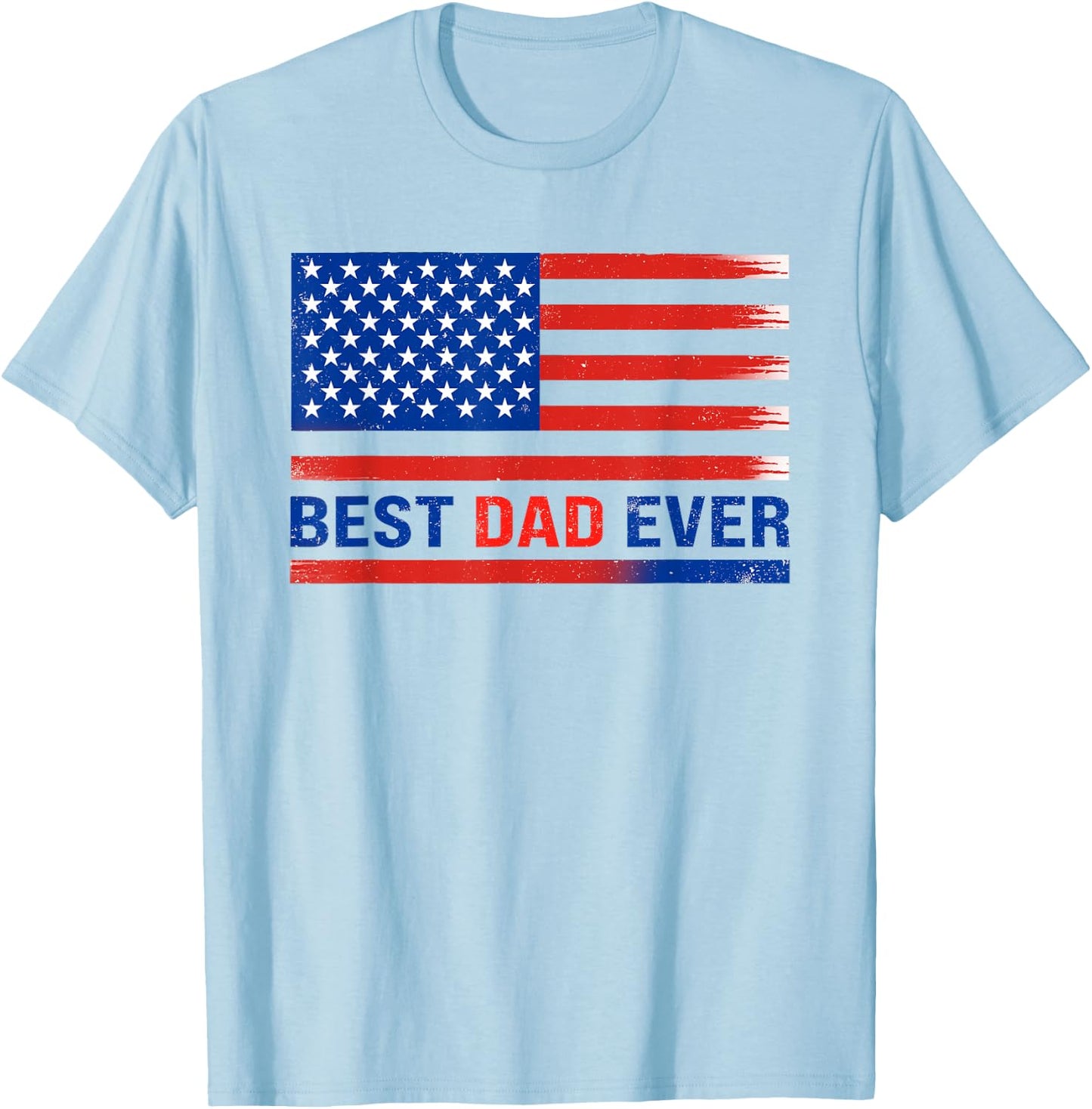 Best Dad Ever with US American Flag Gifts Dad Fathers Day T-Shirt - T-Shirt | Light Blue