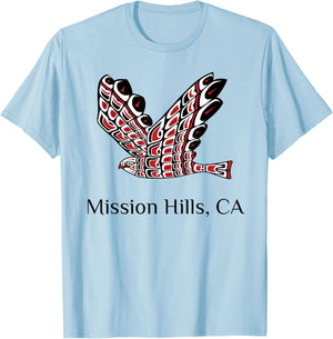 Mission Hills California Red Tail Hawk Native American T-Shirt - T-Shirt | Light Blue