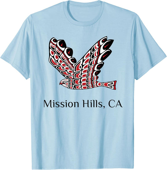 Mission Hills California Red Tail Hawk Native American T-Shirt - T-Shirt | Light Blue