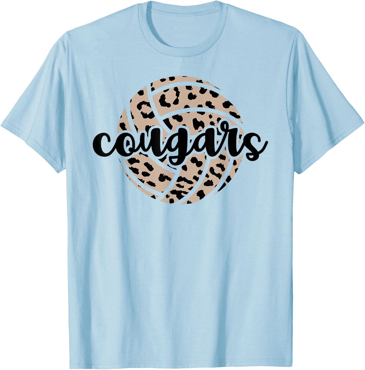 Cougars Volleyball Team Cheetah Mascot School Spirit Game T-Shirt - T-Shirt | Light Blue