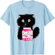 Girls Cute Cat Strawberry Milk Kawaii Cow and Kitten T-Shirt - T-Shirt | Light Blue