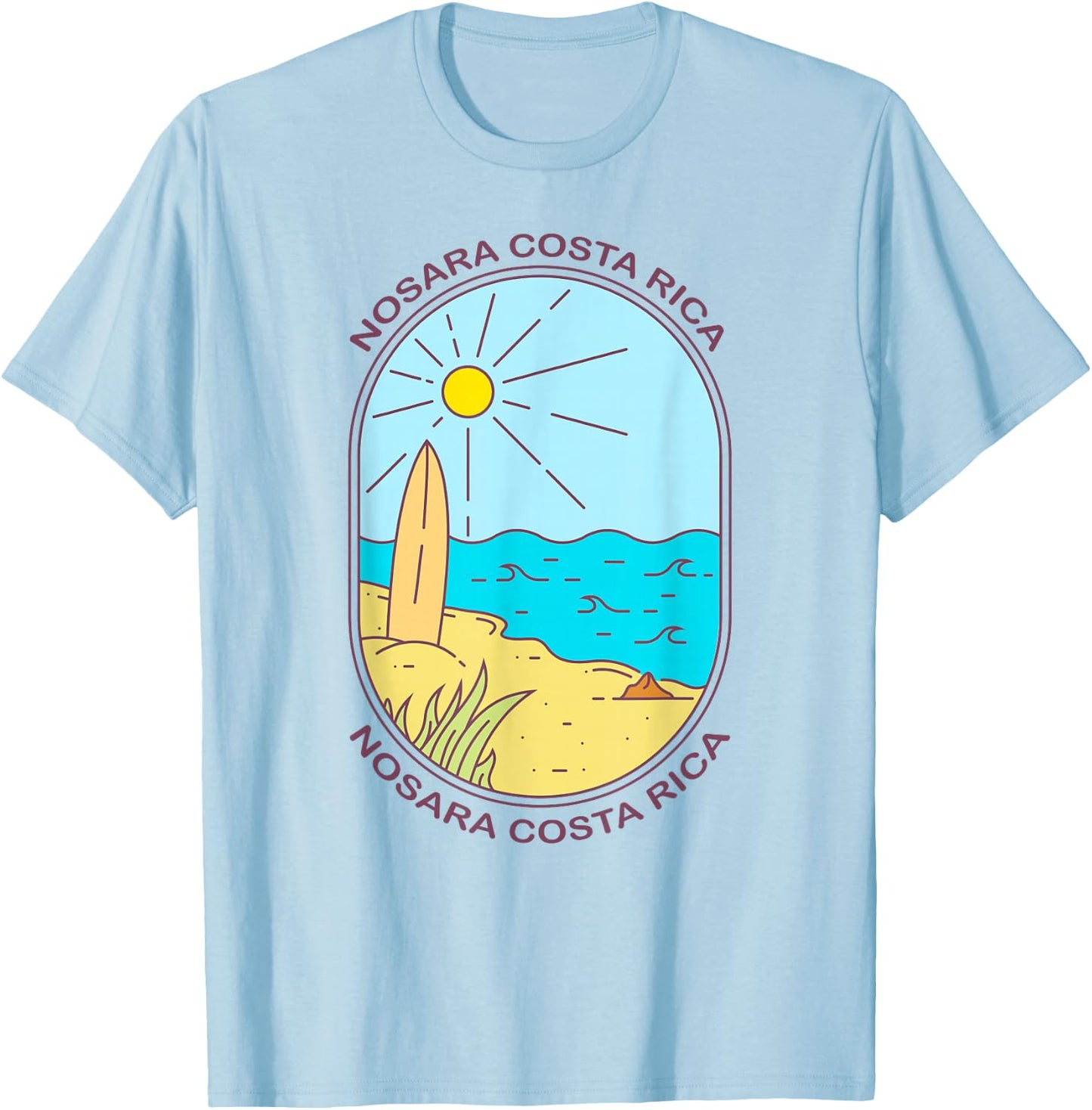 Nosara Costa Rica Beach Surfing T-Shirt - T-Shirt | Light Blue