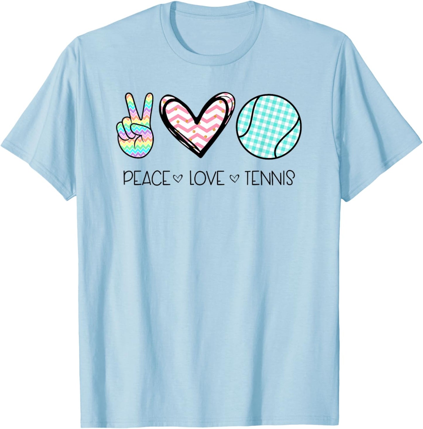 Peace Love Tennis Cute Design Teen Girls T-Shirt - T-Shirt | Light Blue