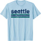 Seattle Washington Three Stripe Vintage Weathered T-Shirt - T-Shirt | Light Blue