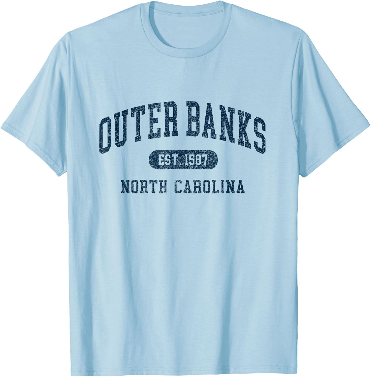 Outer Banks Est 1587 OBX North Carolina NC Vintage Retro T-Shirt - T-Shirt | Light Blue