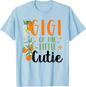Gigi Little Cutie Baby Shower Orange 1st Birthday Party T-Shirt - T-Shirt | Light Blue