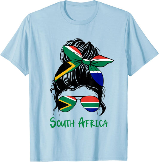 South Africa Girl South African Girl South Africa Woman Flag T-Shirt - T-Shirt | Light Blue