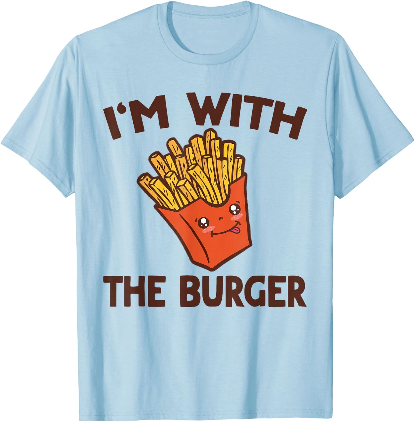 Burger & Fries Matching His & Hers Couples T-Shirt - T-Shirt | Light Blue