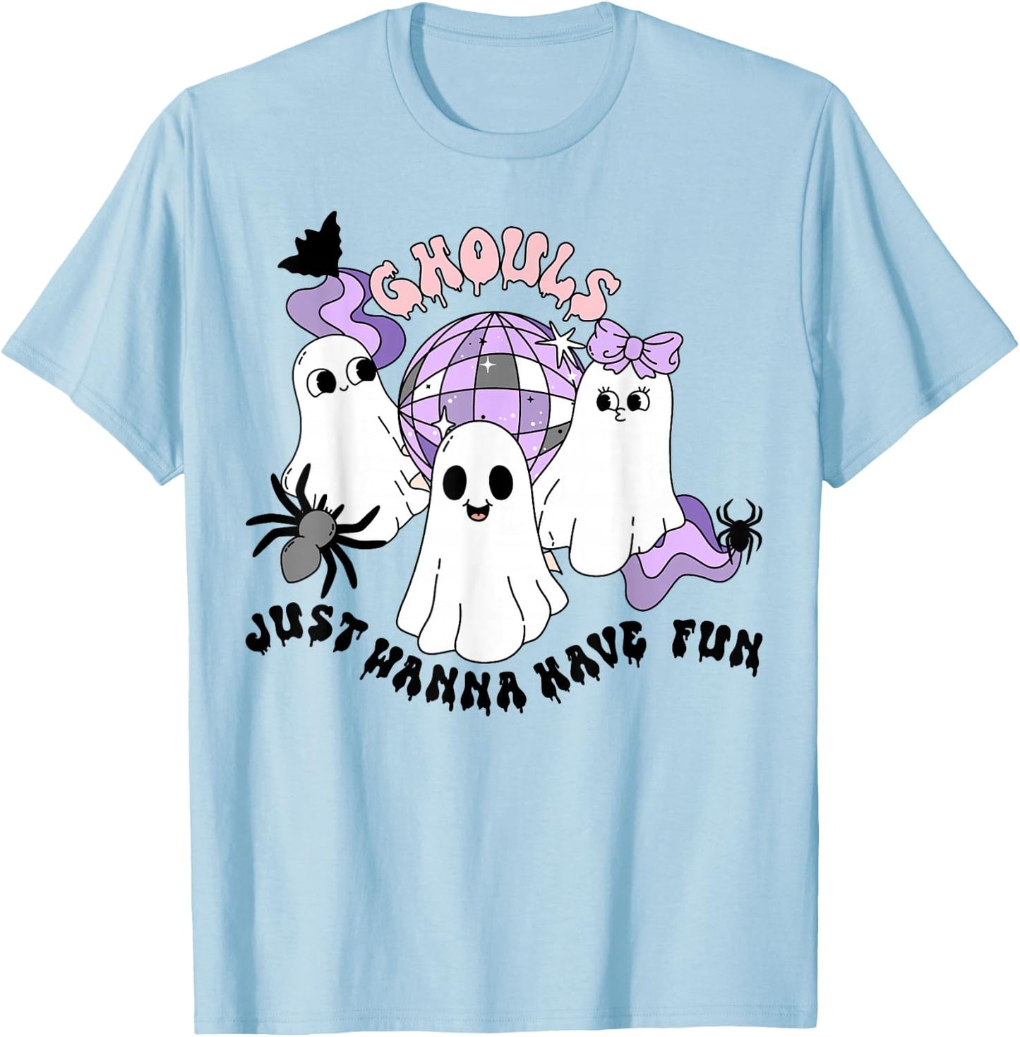Ghouls Just Wanna Have Fun Groovy Halloween Costume Girls T-Shirt - T-Shirt | Light Blue