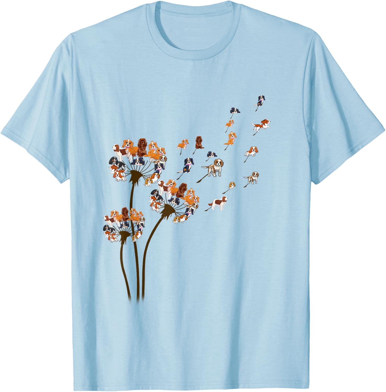 Cavalier King Charles Dandelion Funny Gift Dog Lovers T-Shirt - T-Shirt | Light Blue