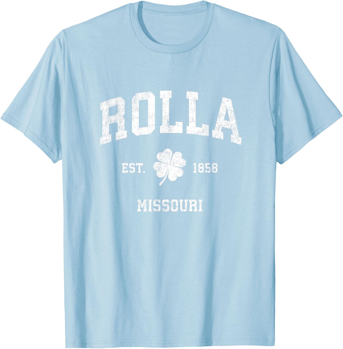 Rolla Missouri Vintage Shamrock Sports T-Shirt - T-Shirt | Light Blue