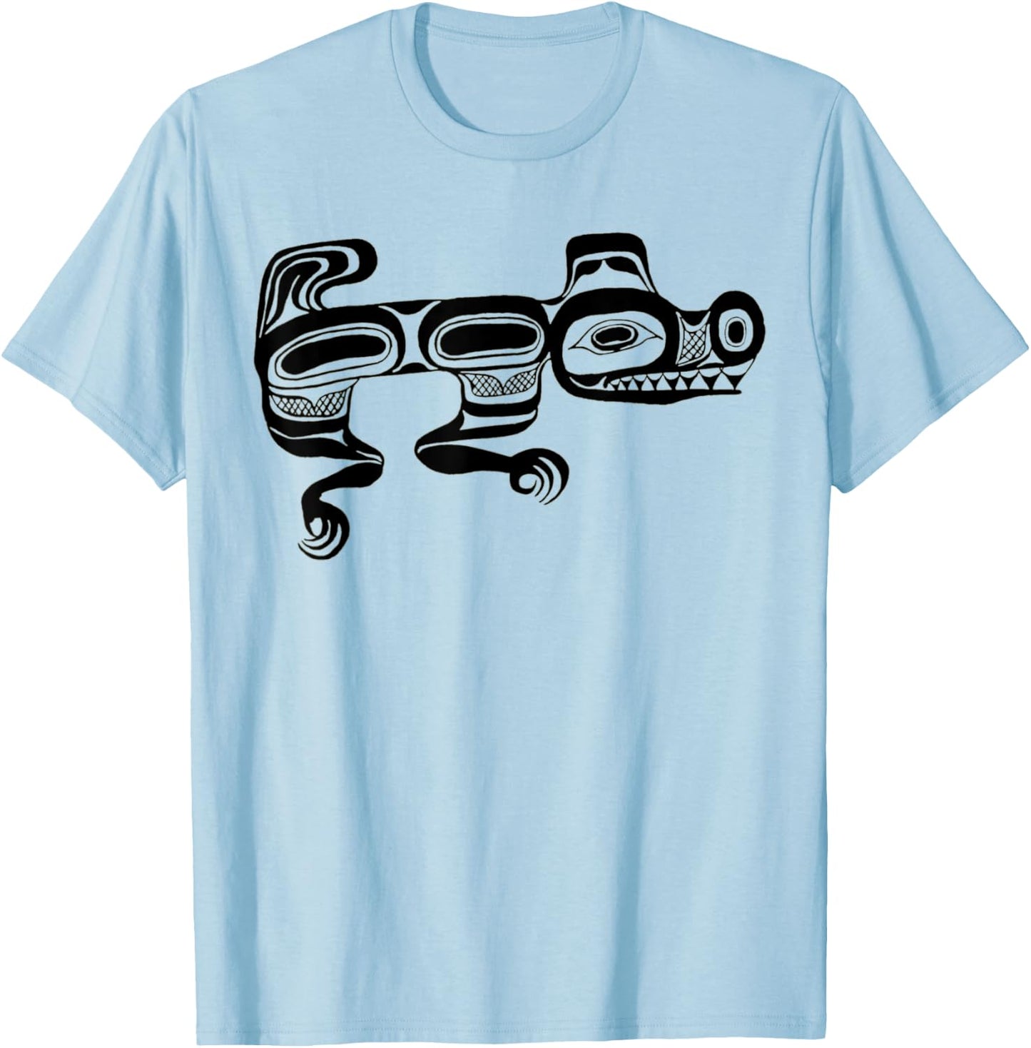 Sea Wolf Wasco Haida Pacific Northwest Coast Indian Tribal T-Shirt - T-Shirt | Light Blue