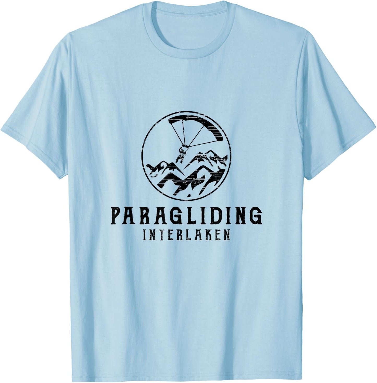 Paragliding Interlaken Swiss Vintage Logo T-Shirt - T-Shirt | Light Blue