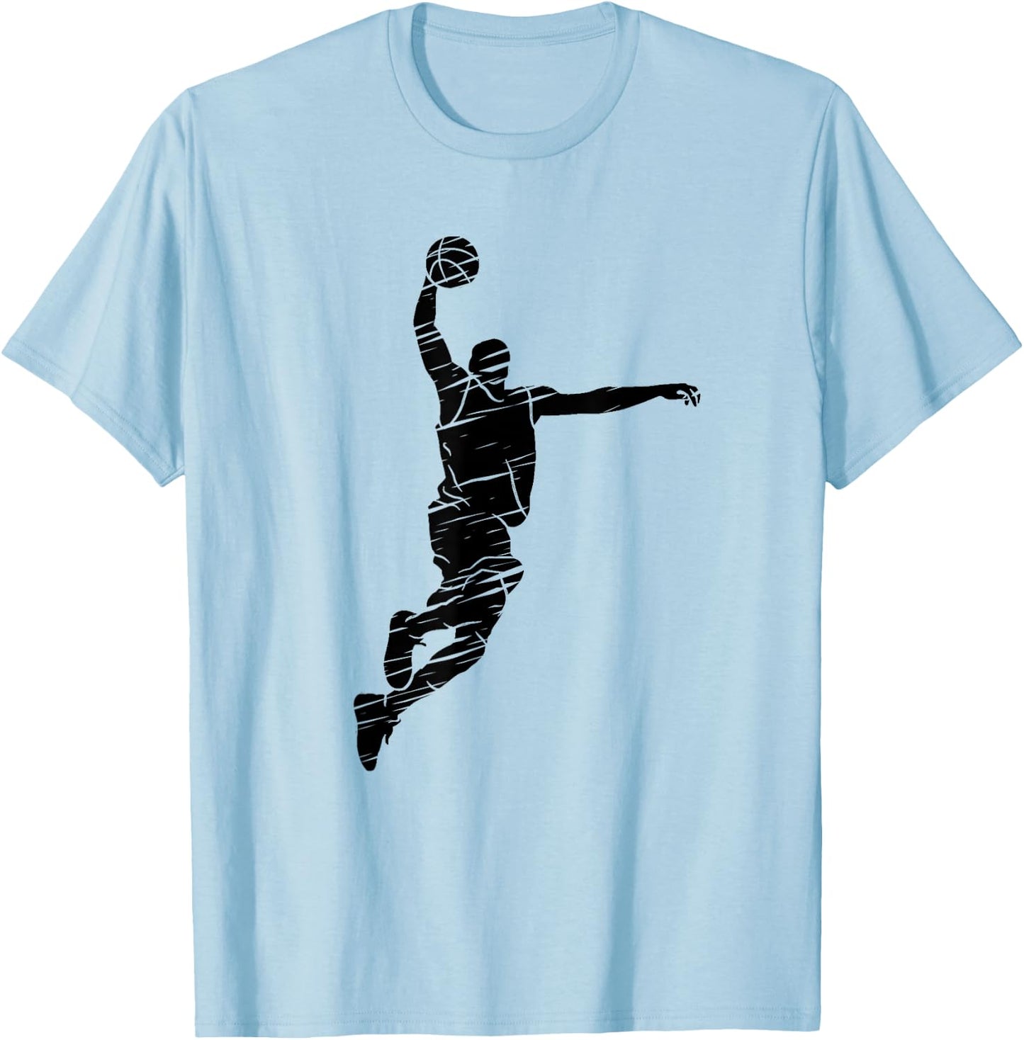 Basketball Player Retro Lines T-Shirt - T-Shirt | Light Blue