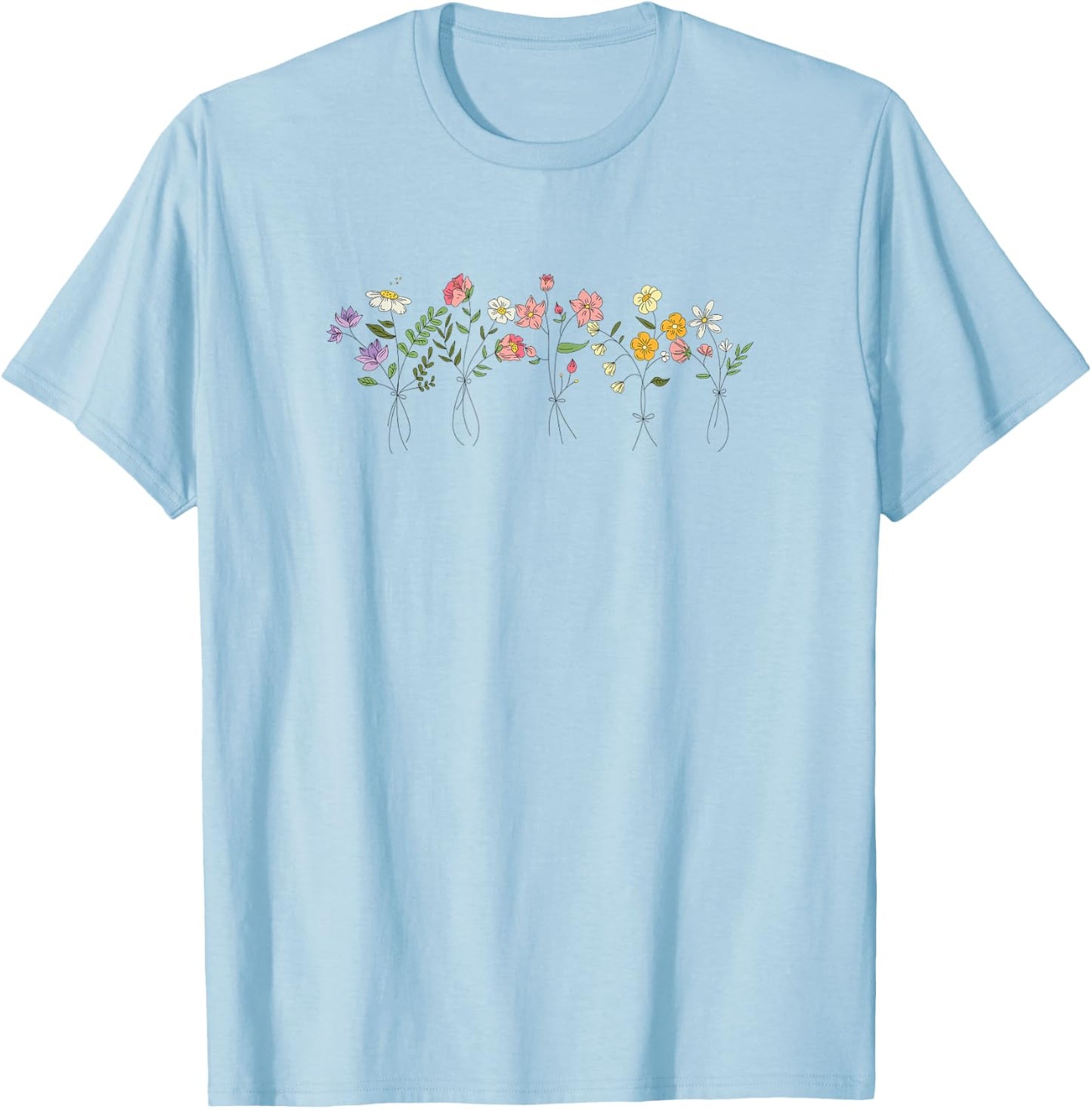 Vintage Inspired Botanical Flower Gardener Naturalist Flower T-Shirt - T-Shirt | Light Blue