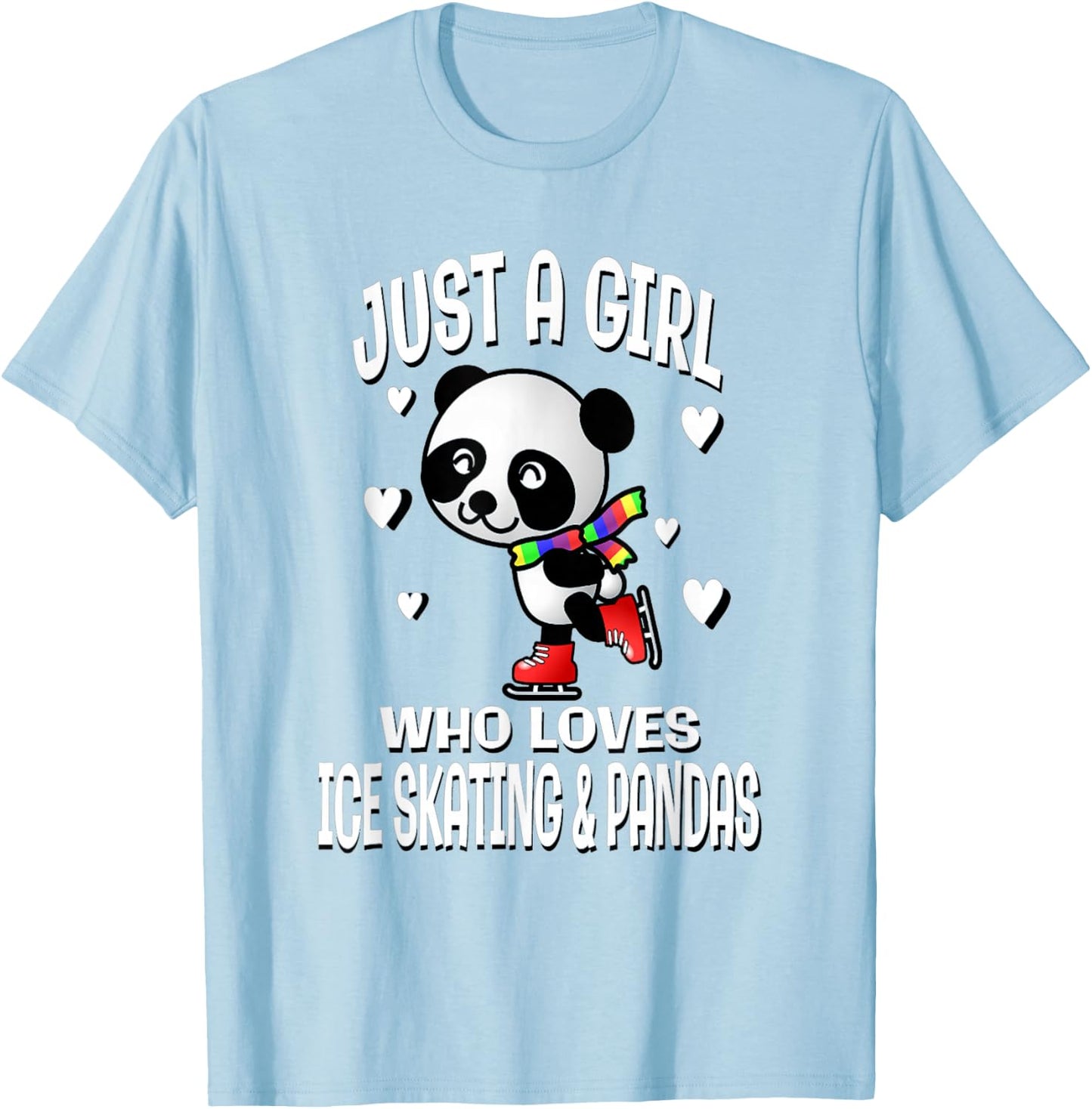 Just A Girl Who Loves Ice Skating & Pandas Cute Bear T-Shirt - T-Shirt | Light Blue