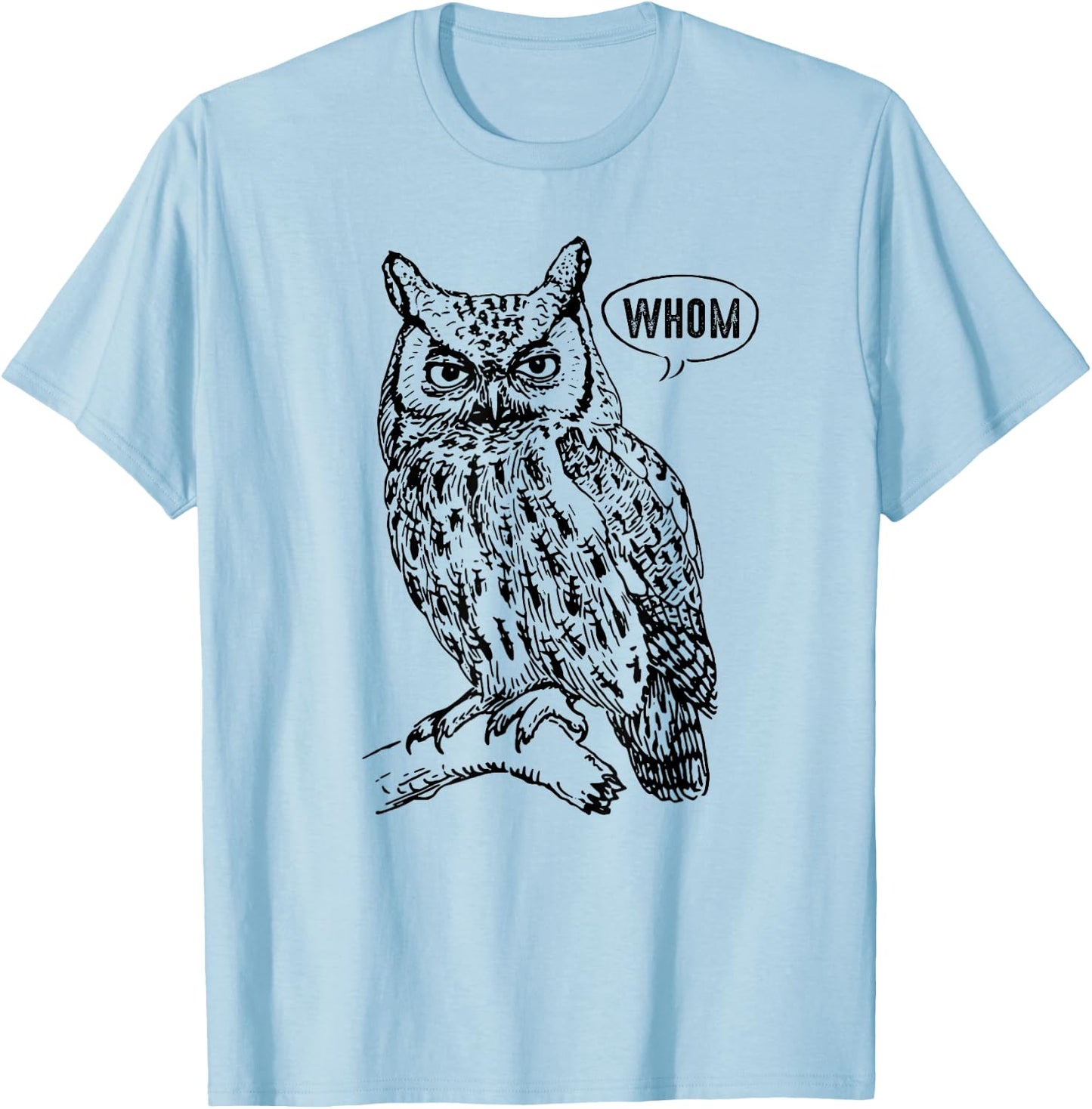 Funny English Teacher Grammar Gift Who Whom Owl Cute Bird Women Kids T-Shirt - T-Shirt | Light Blue