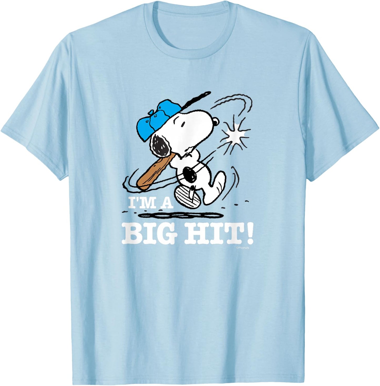 Peanuts - Snoopy Baseball Im A Big Hit T-Shirt - T-Shirt | Light Blue
