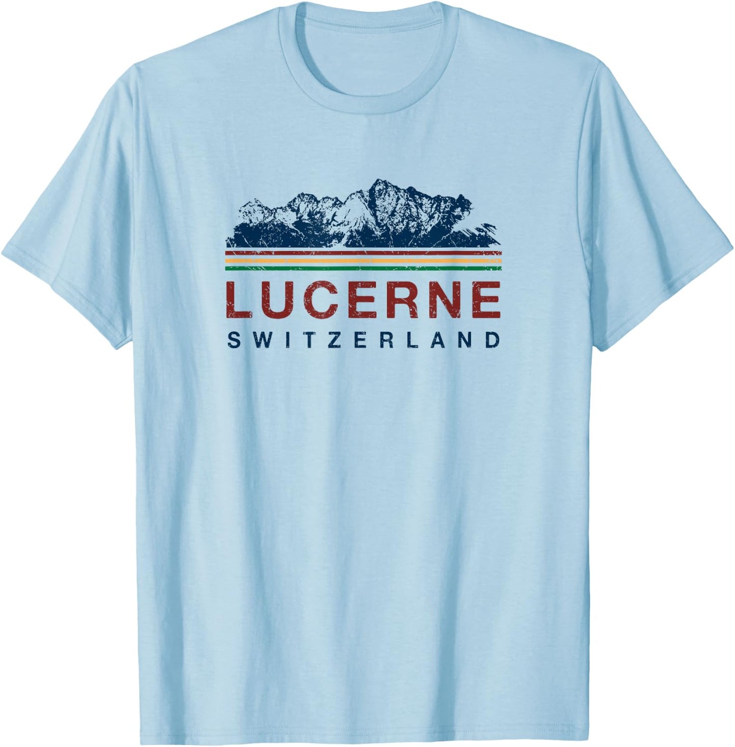 Switzerland Lucerne Swiss Mountain Climbing Retro T-Shirt - T-Shirt | Light Blue