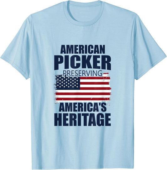 Patriotic American Heritage Pickers T-Shirt - T-Shirt | Light Blue