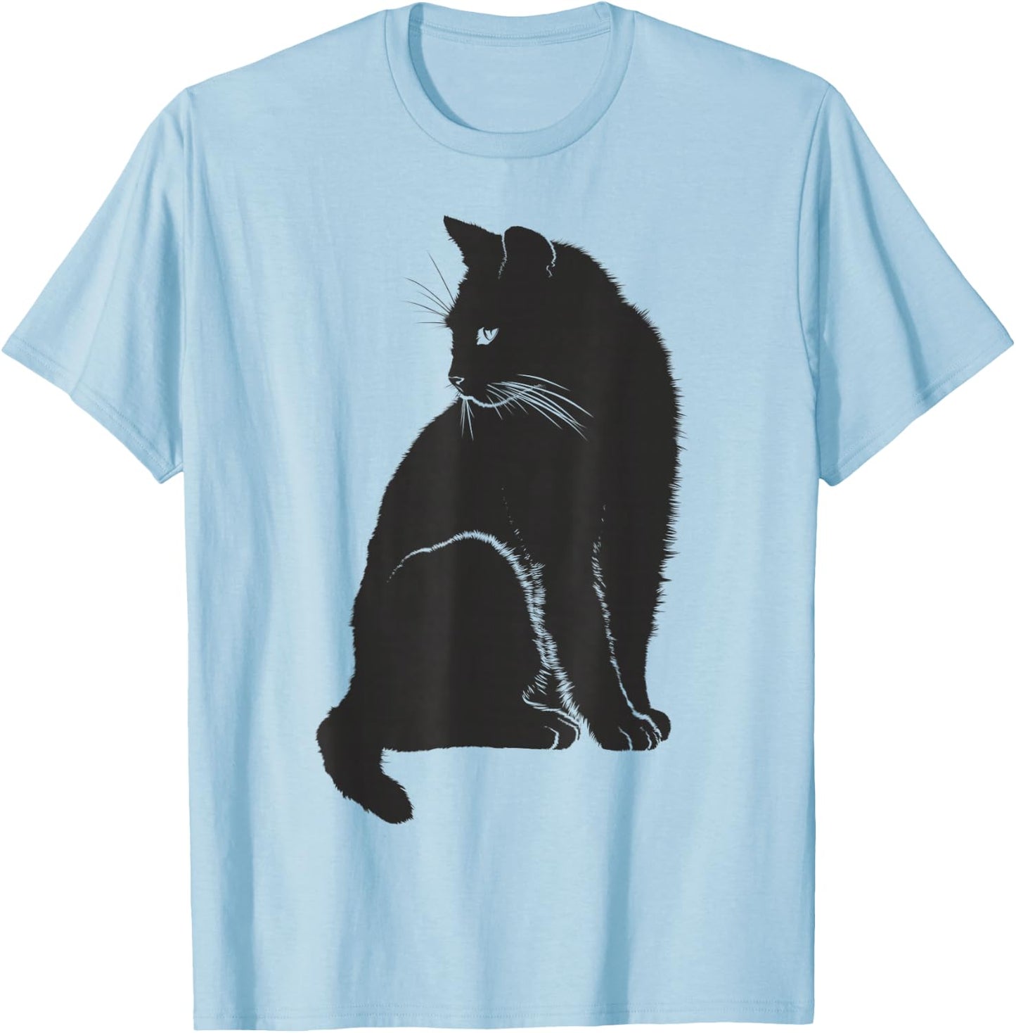 Minimalist Cute Black Cat Owner Feline Art Kitten Lover Small T-Shirt - T-Shirt | Light Blue