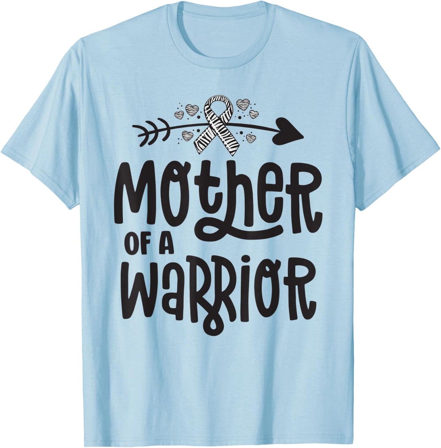 Mother Of A Rare Disease Warrior Awareness Zebra Ribbon Mom T-Shirt - T-Shirt | Light Blue