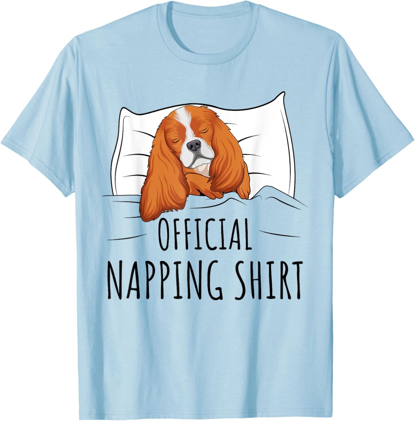 Sleeping Cavalier King Charles Spaniel Dog Official Napping T-Shirt - T-Shirt | Light Blue