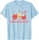 Cute Retro Checkered Apple with Face Teacher Pencil Trendy T-Shirt - T-Shirt | Light Blue