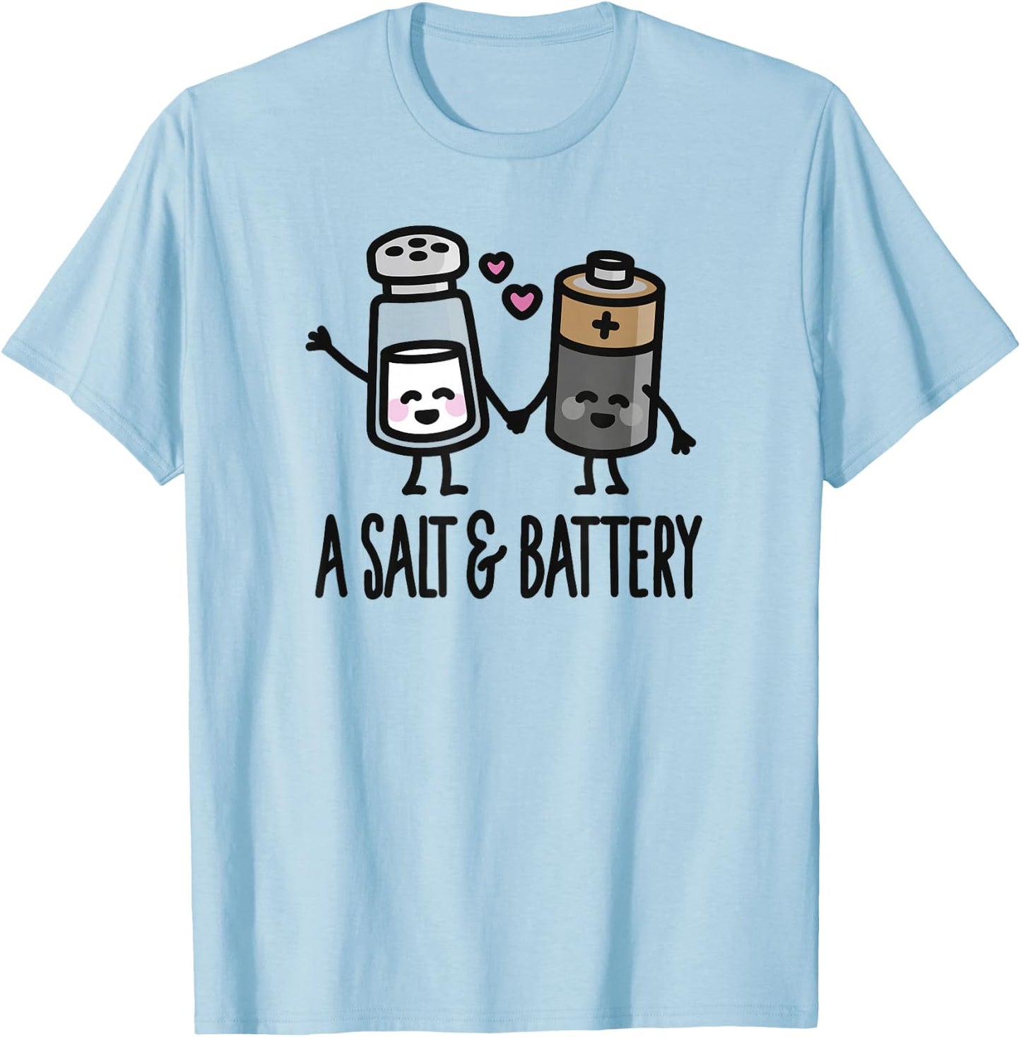 Funny A salt and battery / Assault and battery pun T-Shirt - T-Shirt | Light Blue