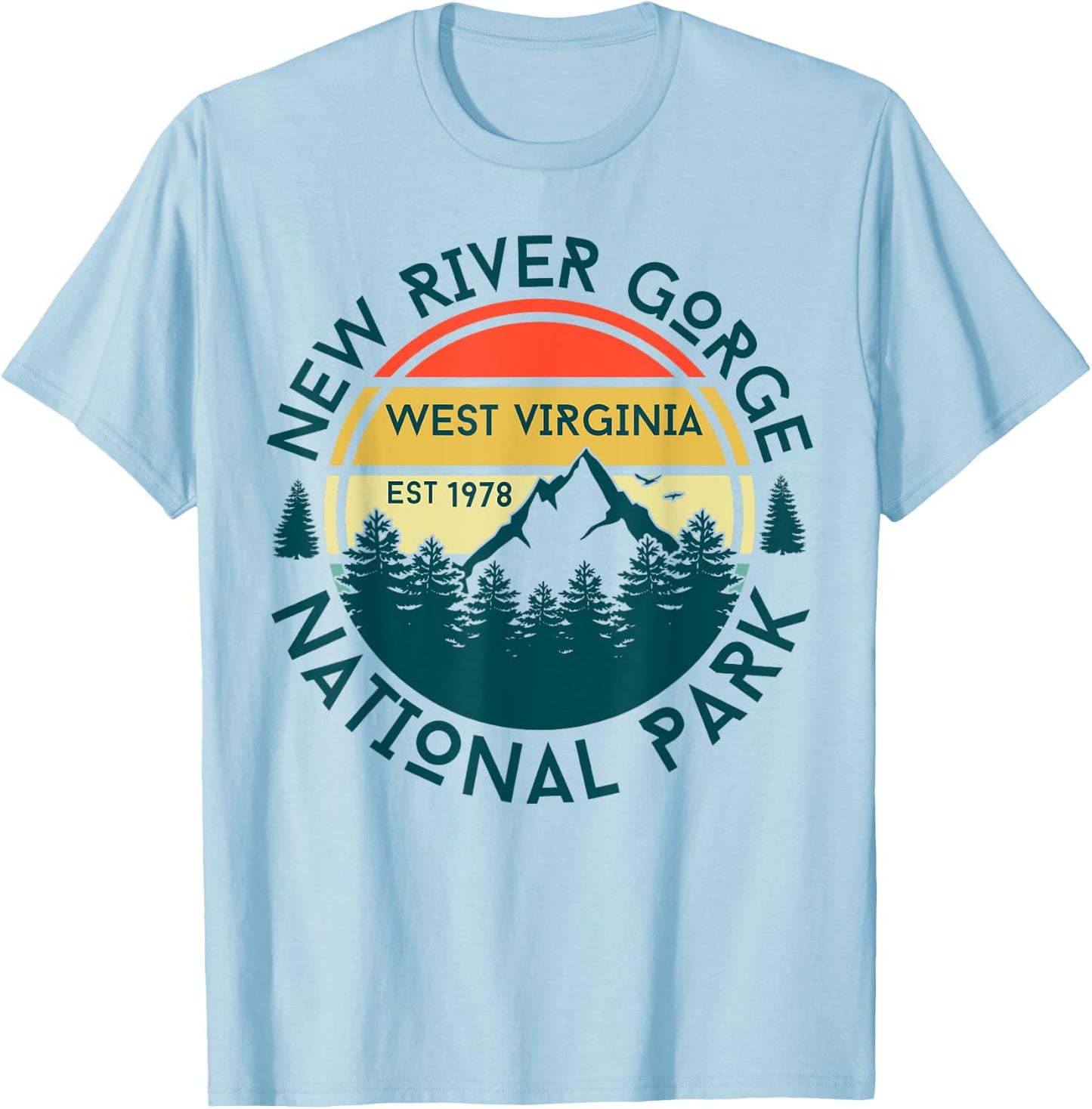 New River Gorge National Park West Virginia Hiking Outdoors T-Shirt - T-Shirt | Light Blue