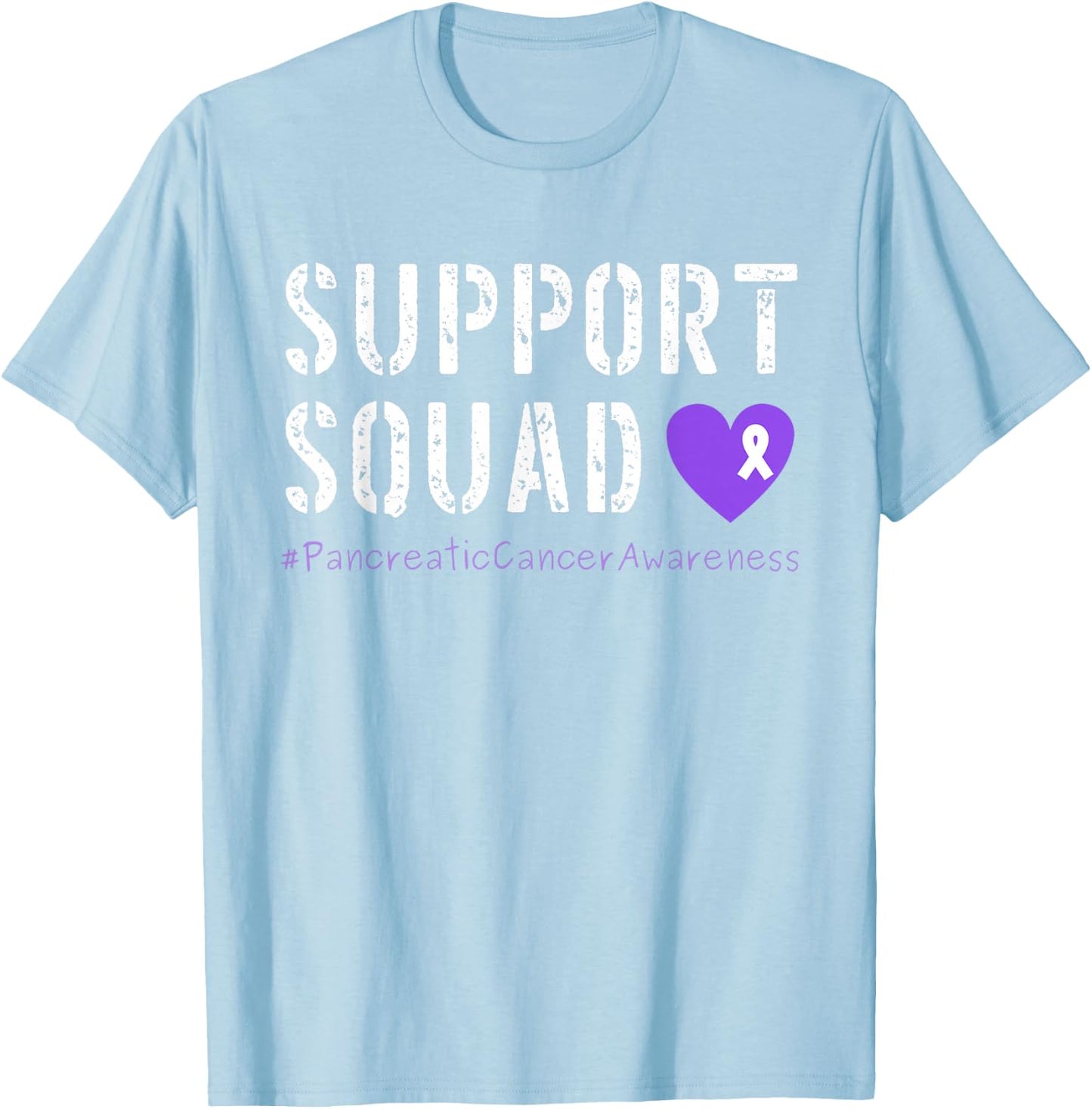 Purple Ribbon Men Women Kids Pancreatic Cancer Awareness T-Shirt - T-Shirt | Light Blue