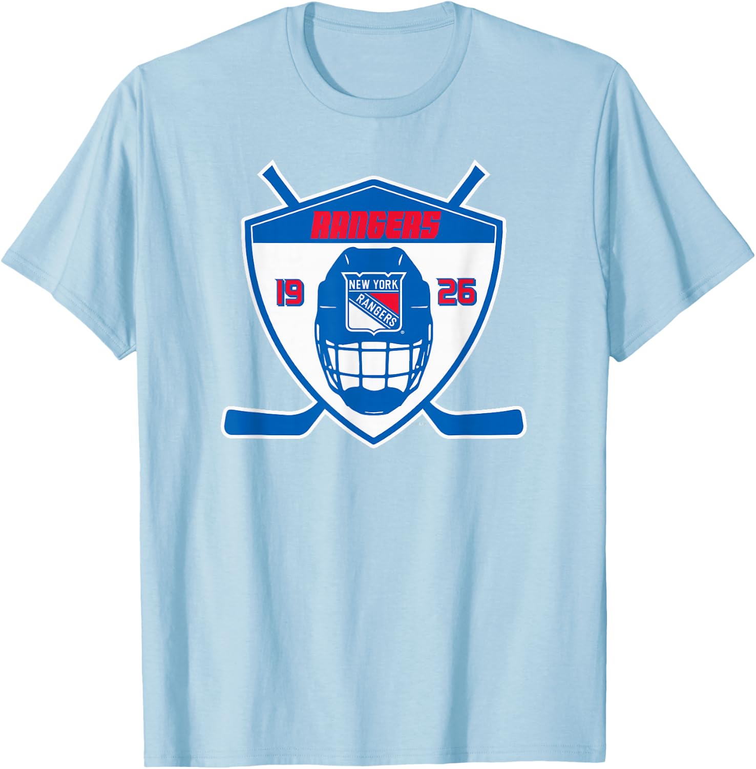 New York Rangers Shield Officially Licensed T-Shirt - T-Shirt | Light Blue