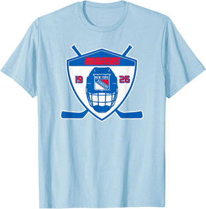 New York Rangers Shield Officially Licensed T-Shirt - T-Shirt | Light Blue
