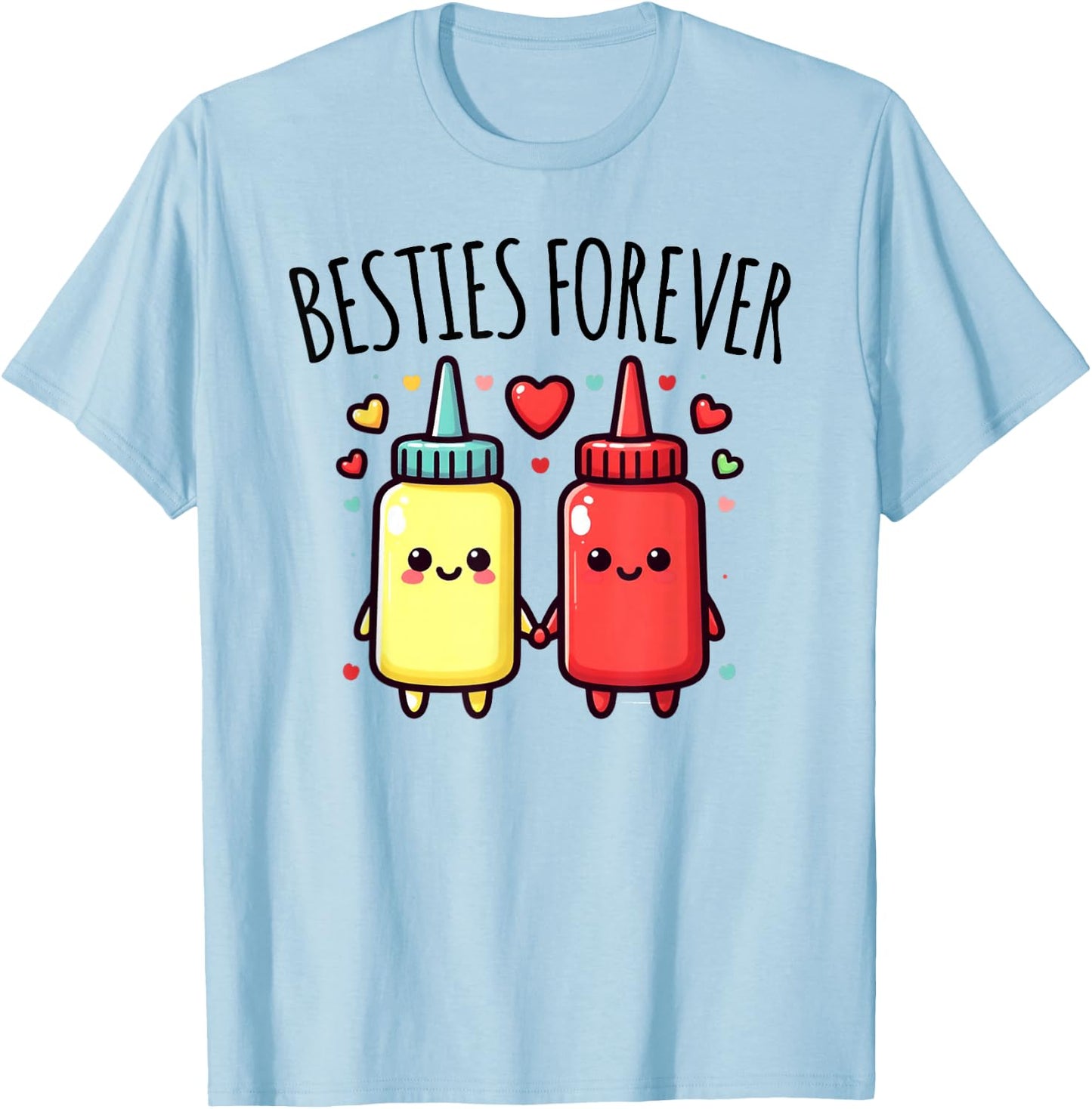 Kawaii Ketchup and Mustard Funny BFF Matching Best Friend T-Shirt - T-Shirt | Light Blue