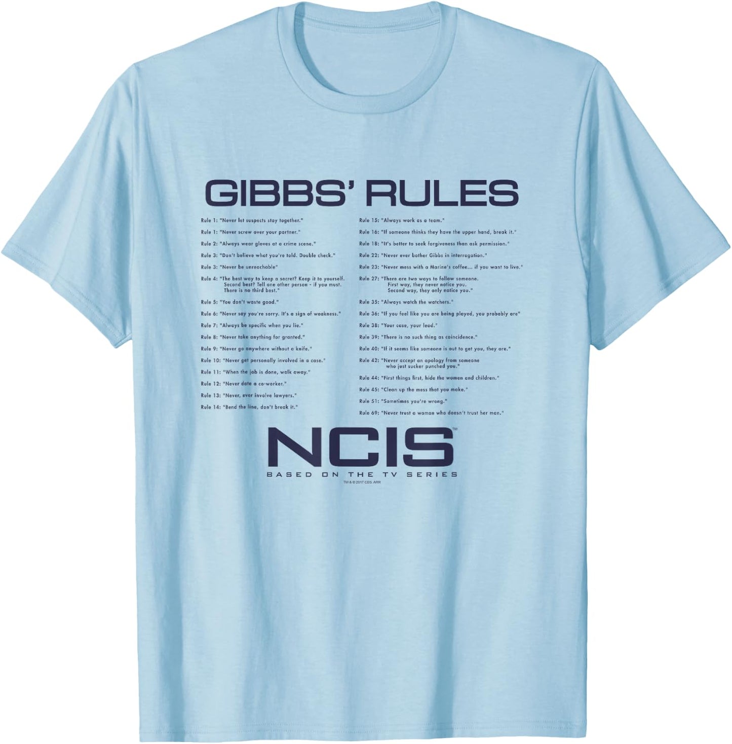 NCIS Gibbs Rules T-Shirt - T-Shirt | Light Blue