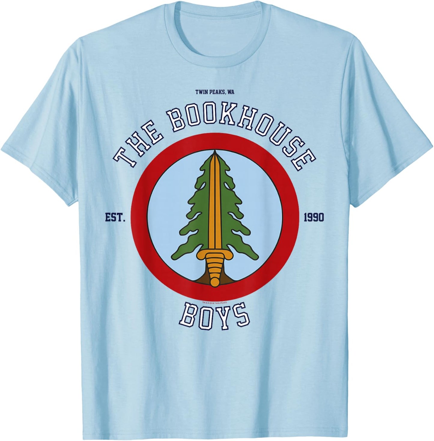 Twin Peaks The Bookhouse Boys Est. 1990 Logo Graphic T-Shirt - T-Shirt | Light Blue