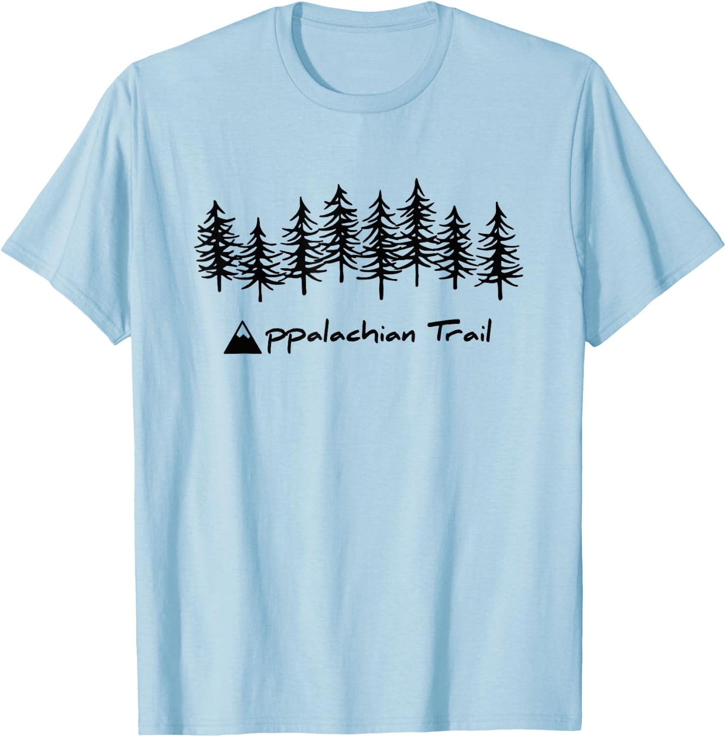 AT Appalachian Trail Hiking Mountain / Tree Graphic T-Shirt - T-Shirt | Light Blue