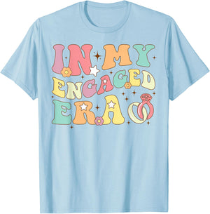 In My Engaged Era Fiance Floral Groovy Bachelorette Party T-Shirt - T-Shirt | Light Blue