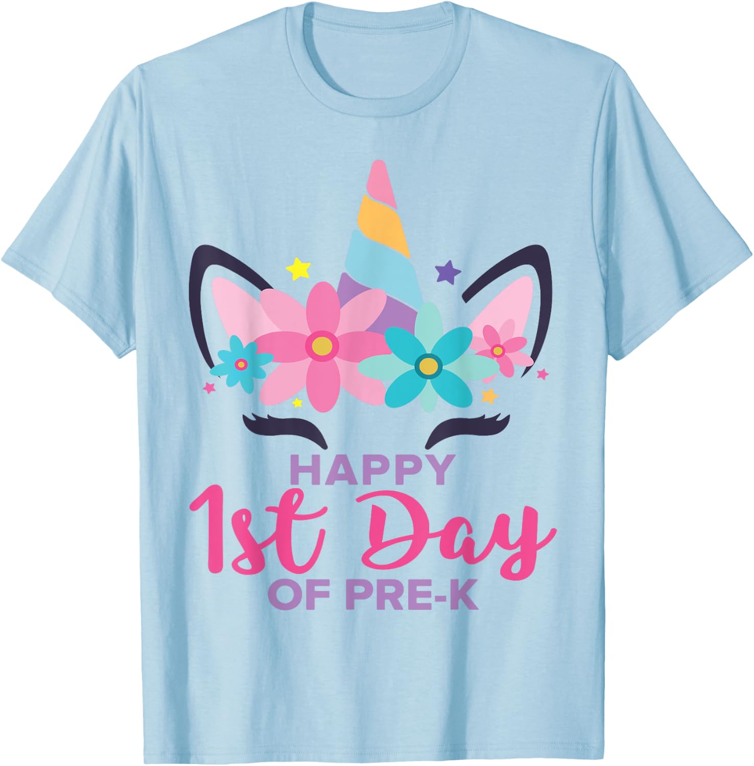 Pre K Unicorn First Day Of School Shirt Back To Outfit Girls T-Shirt - T-Shirt | Light Blue